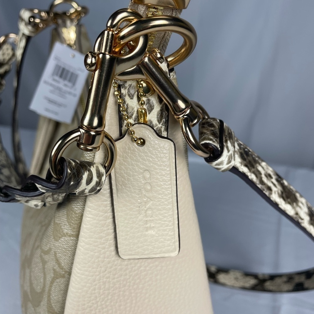 COACH Jules Hobo Bag in Signature Canvas Snake Embossed Leather Bag - Picture 5 of 16